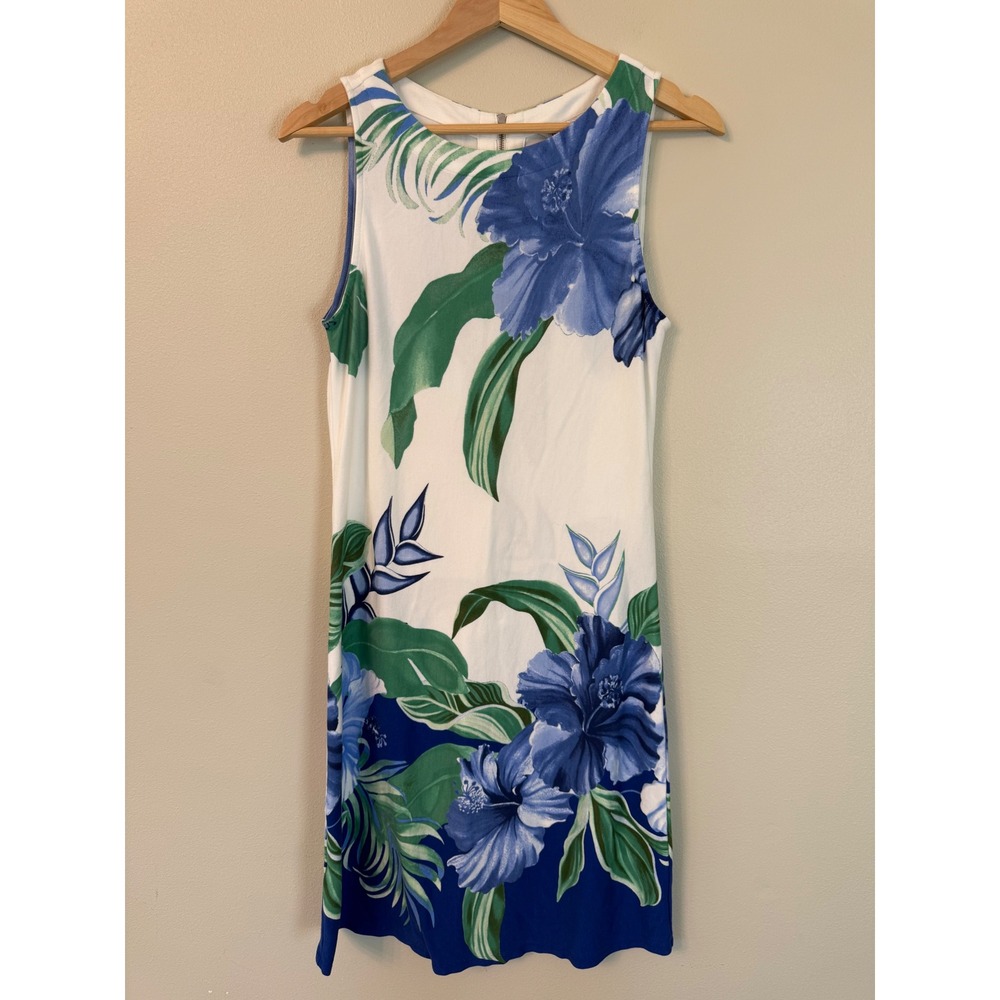 Tommy Bahama Floridian Floral Darcy Shift Dress Blue White Size M - Picture 3 of 8